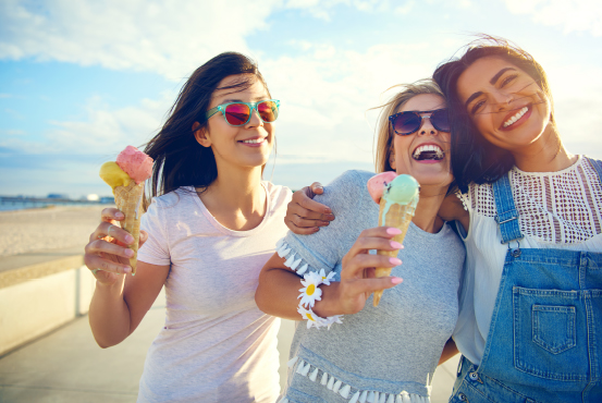 three people having ice cream